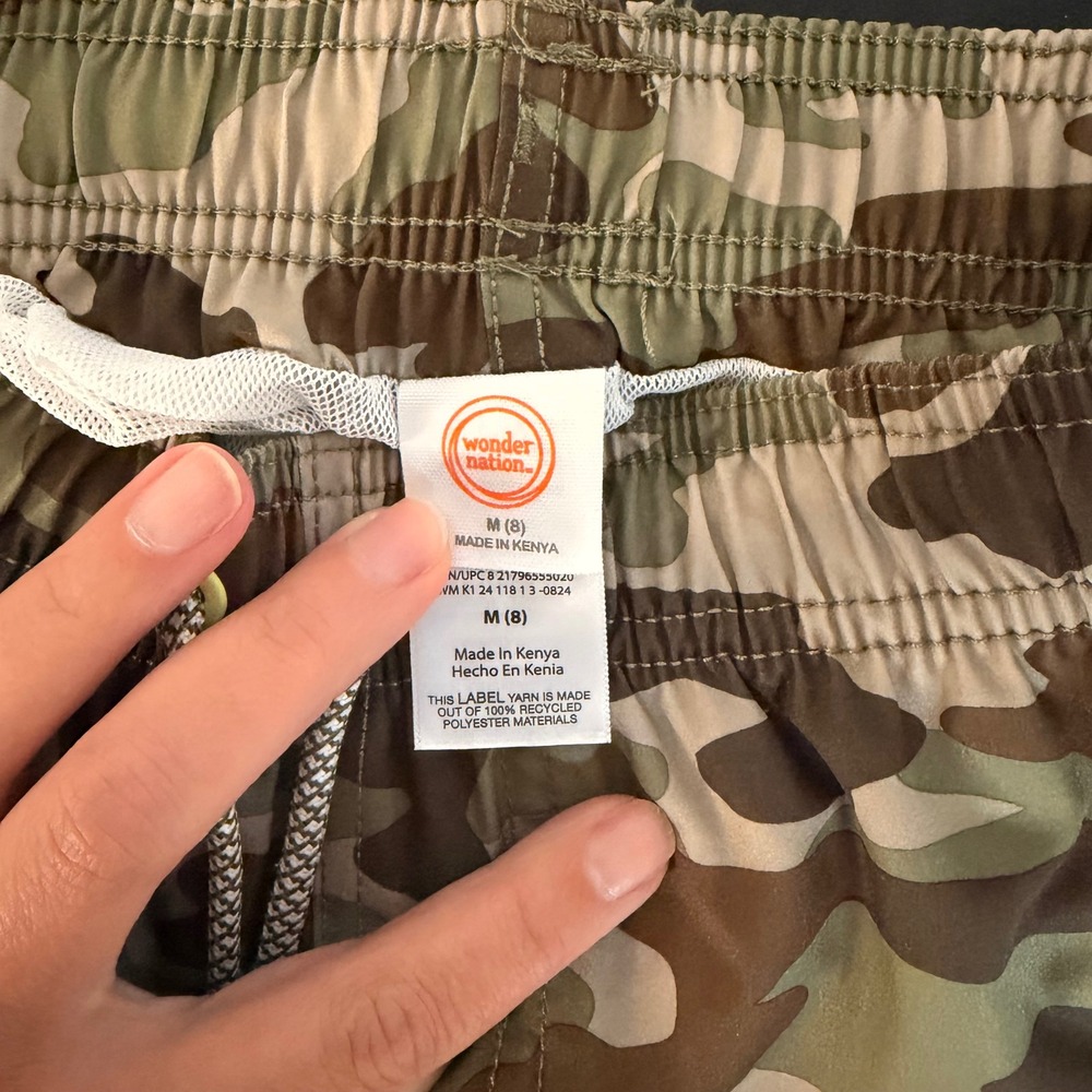 Wonder Nation Swim Trunks Boys Size 8 Dinosaur and Camo 2 Pack Set - Picture 8 of 9